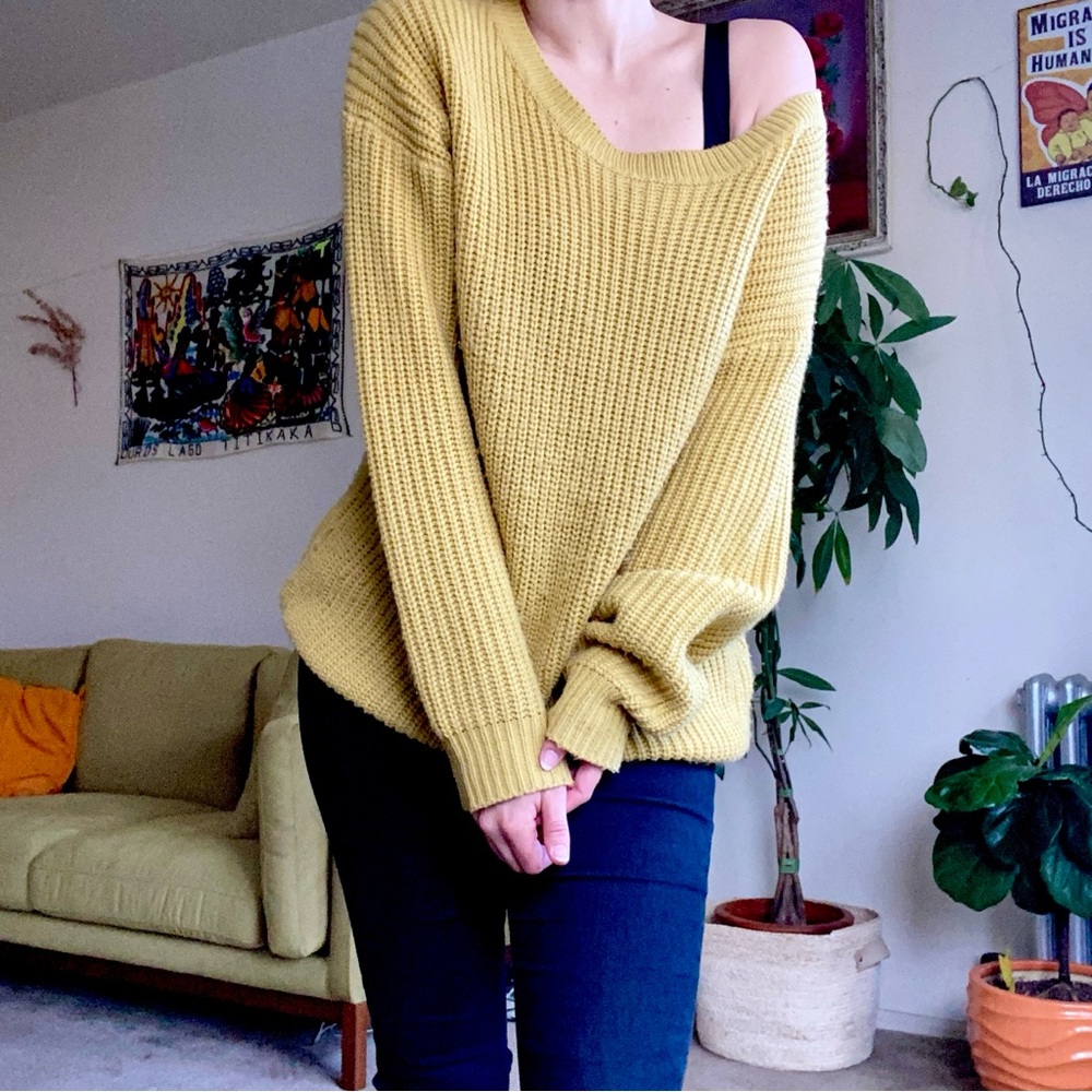 Zaful Off-the-Shoulder Mustard Sweater